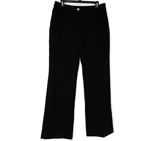 St. John Caviar Black Wide Leg High Rise Pants Size 10 - Picture 1 of 6